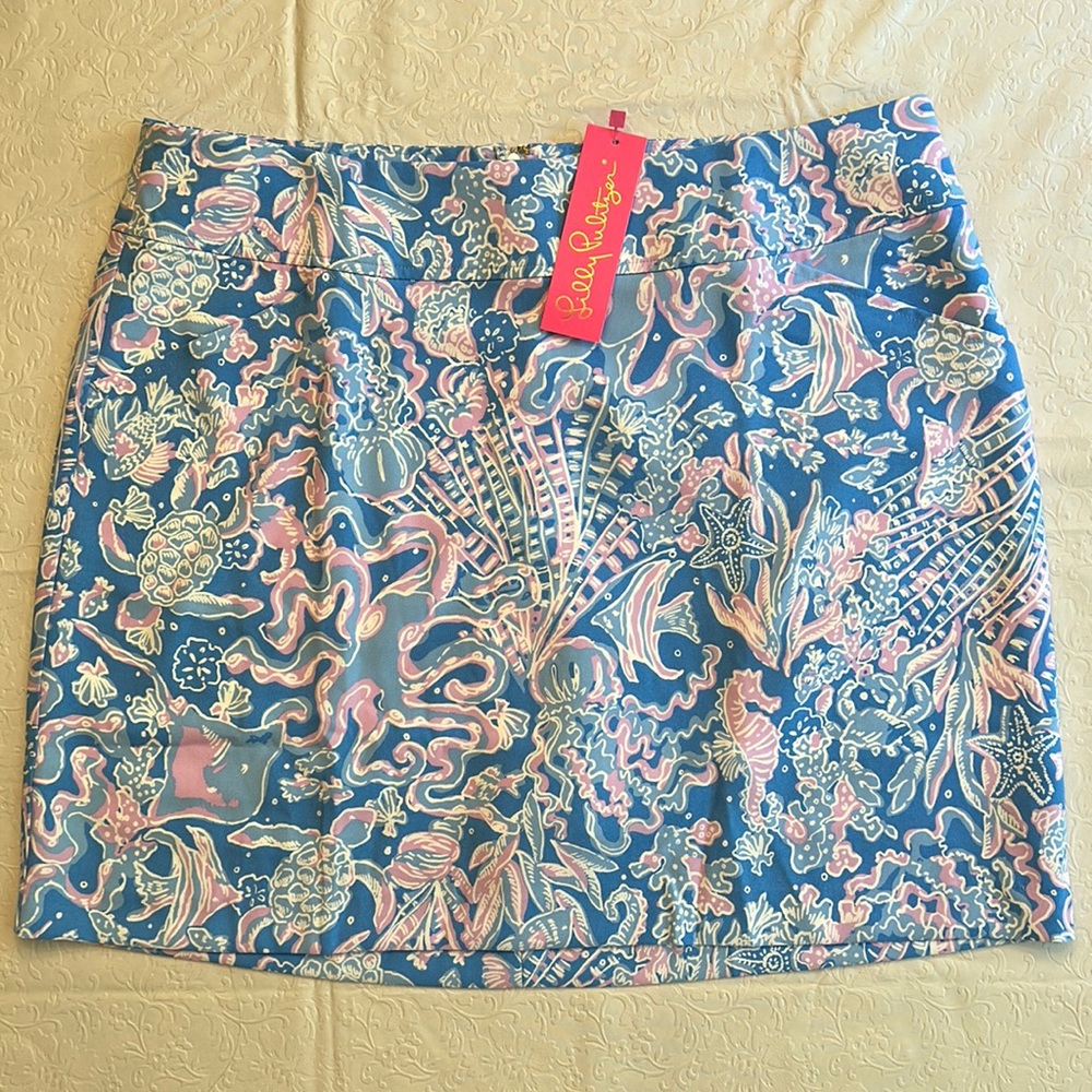 Lilly Pulitzer Blue and Pink Patterned Skirt - REPOSH